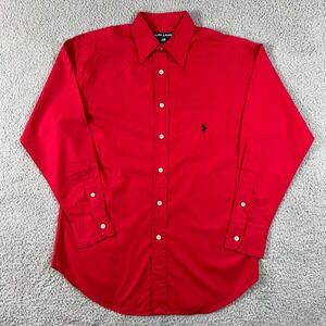Polo Ralph Lauren Button Down Shirt Men's L (8) Red Cotton Pony Logo VTG NWT